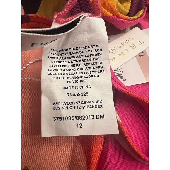 Trina Turk Women's Fan Faire One Piece Swimsuit Halter Plunge Size 12 - Picture 14 of 14